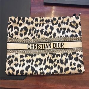 New authentic Dior travel zipped pouch beige multicolor mizza technical fabric